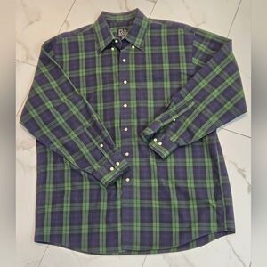 Jos. A. Bank Green & Navy Plaid Button-Down Shirt Men’s Size L